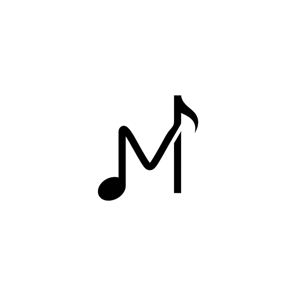 Music note forming letter M logo
